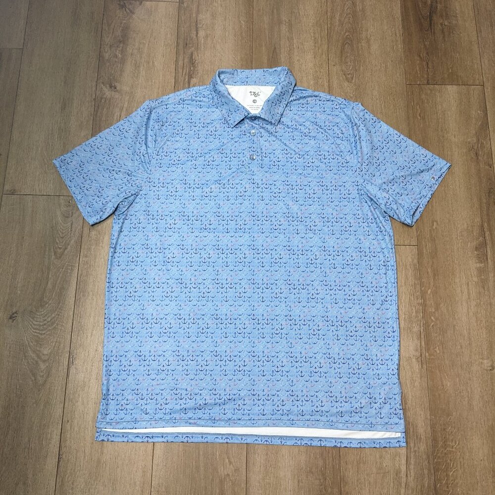 1764 Golf Polo Shirt Mens 2XL Blue Nautical Anchor Print